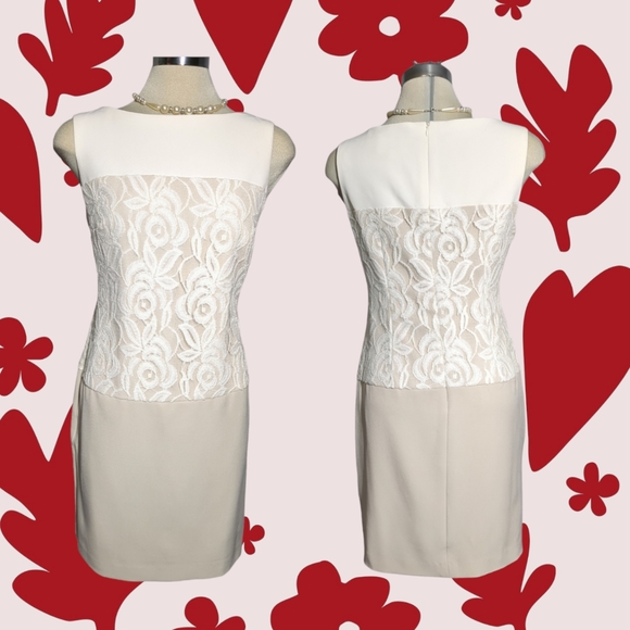 SD Collection, Luxury Sleeveless Cream and white Lace Dress Size 6 - Picture 10 of 12
